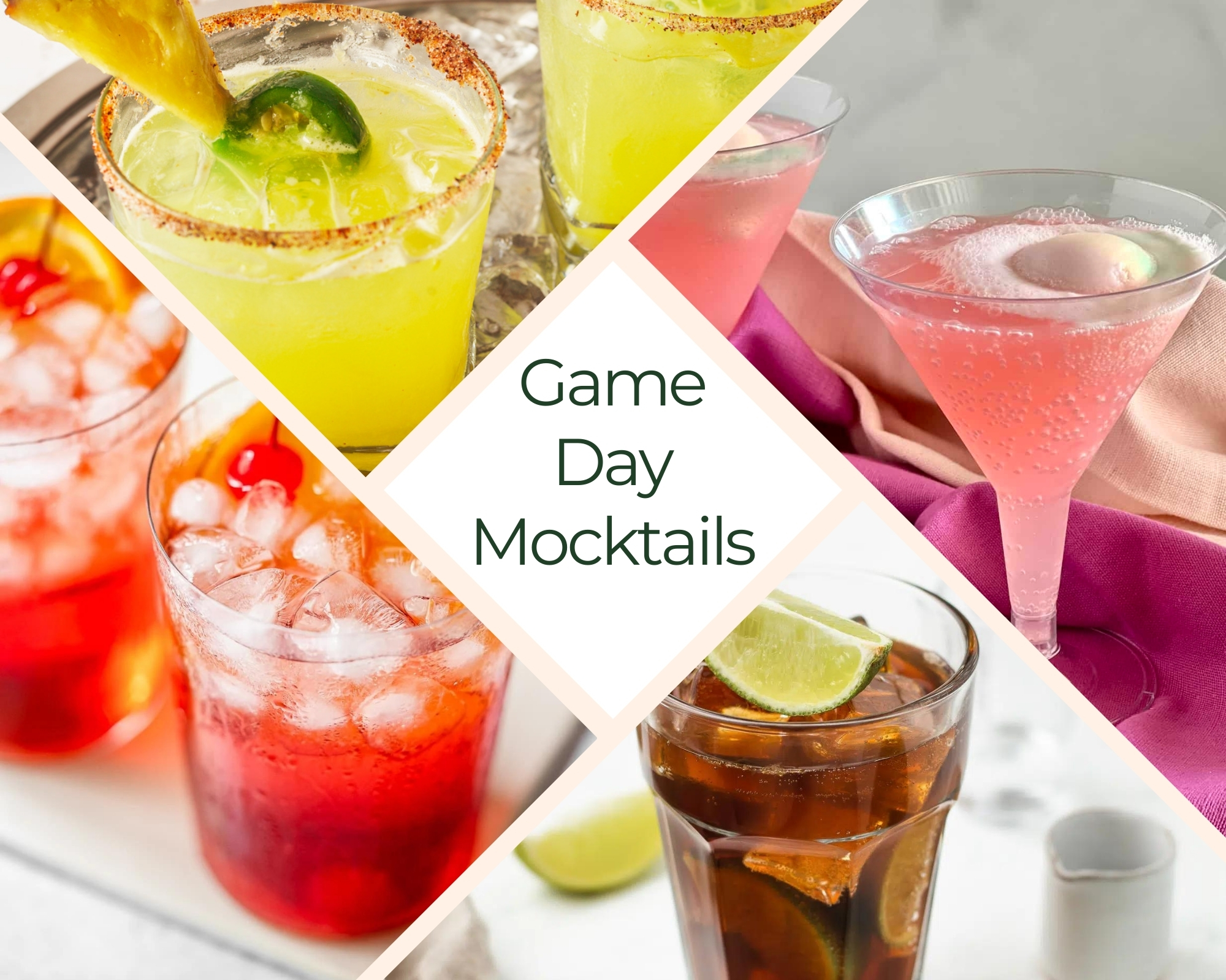 Photo collage of game day drinks