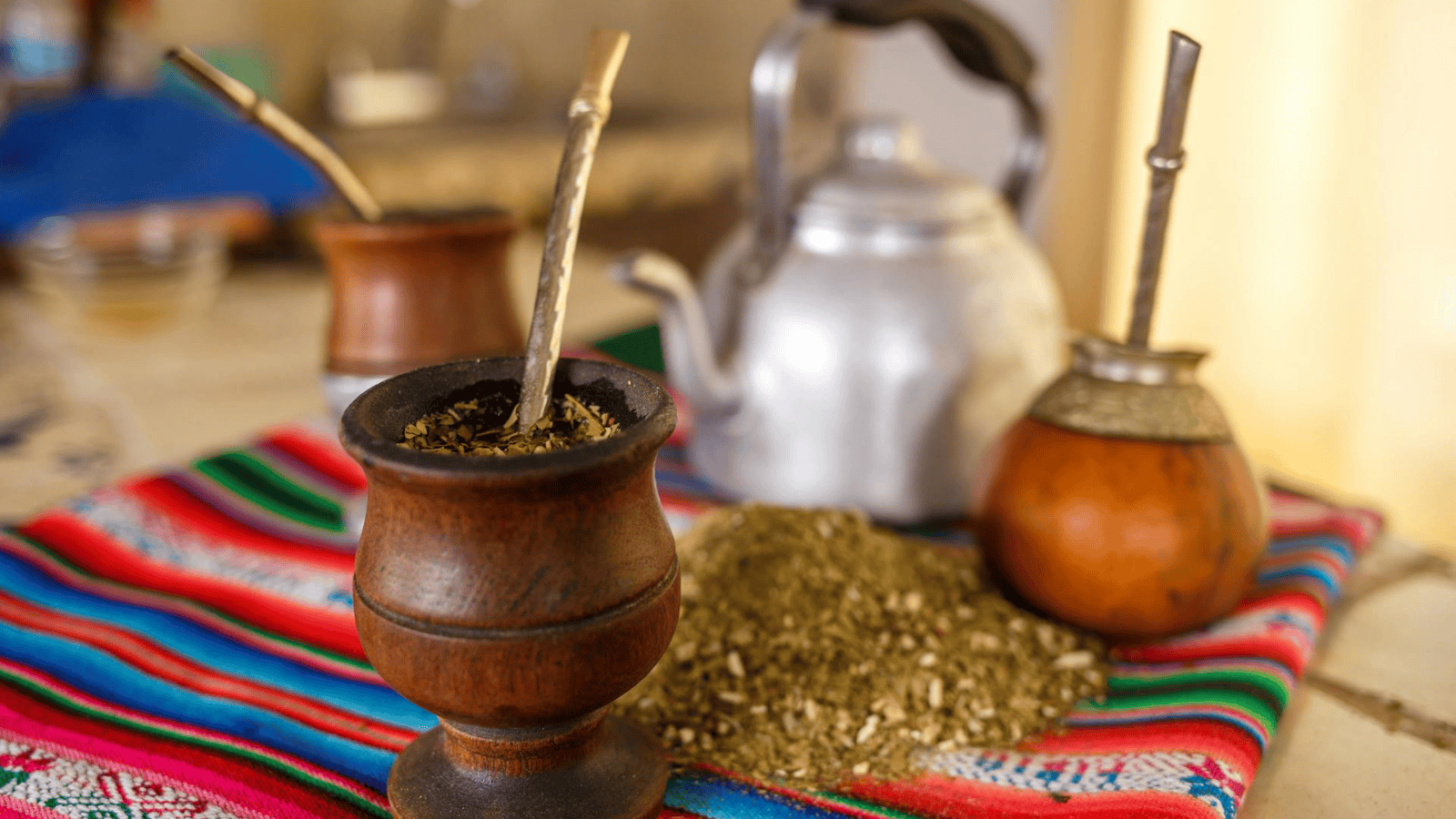 A traditional container filled with yerba mate