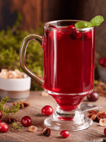Cranberry mors in a mug.