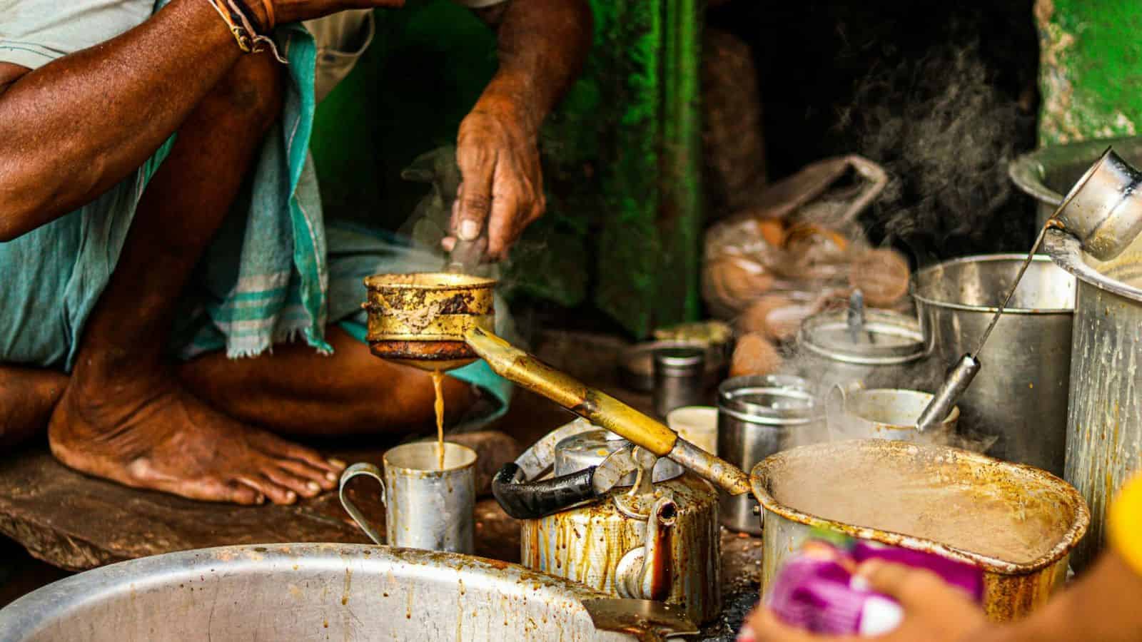 Traditional method of making masala chai