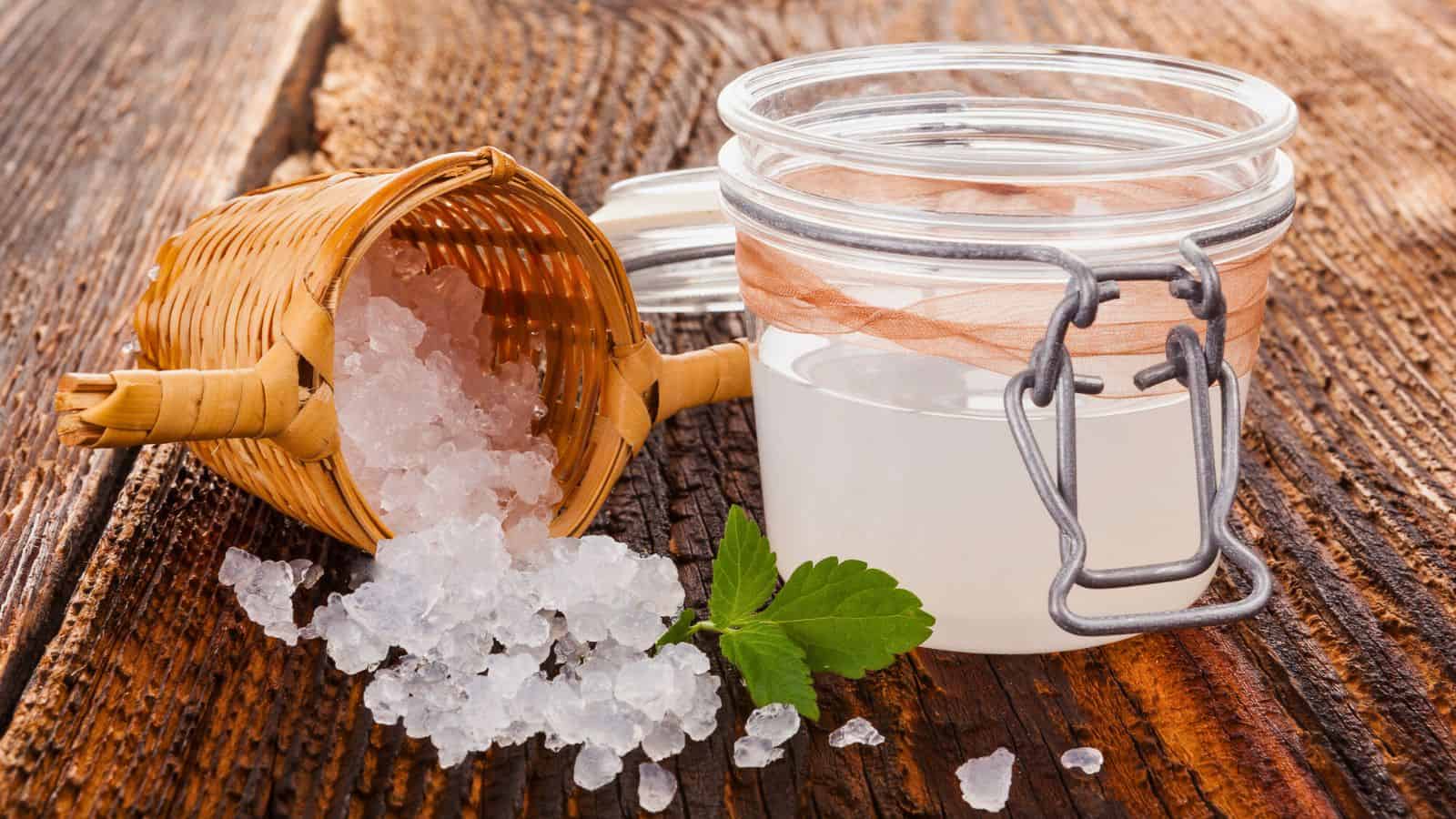 A container filled with water kefir