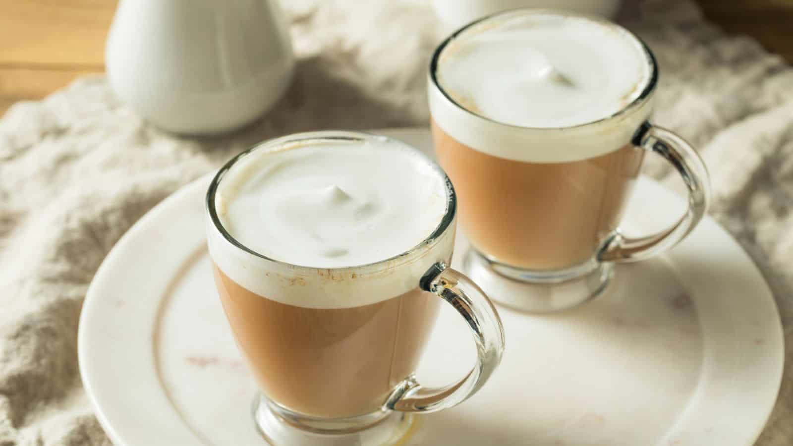 Two cups of almond milk latte