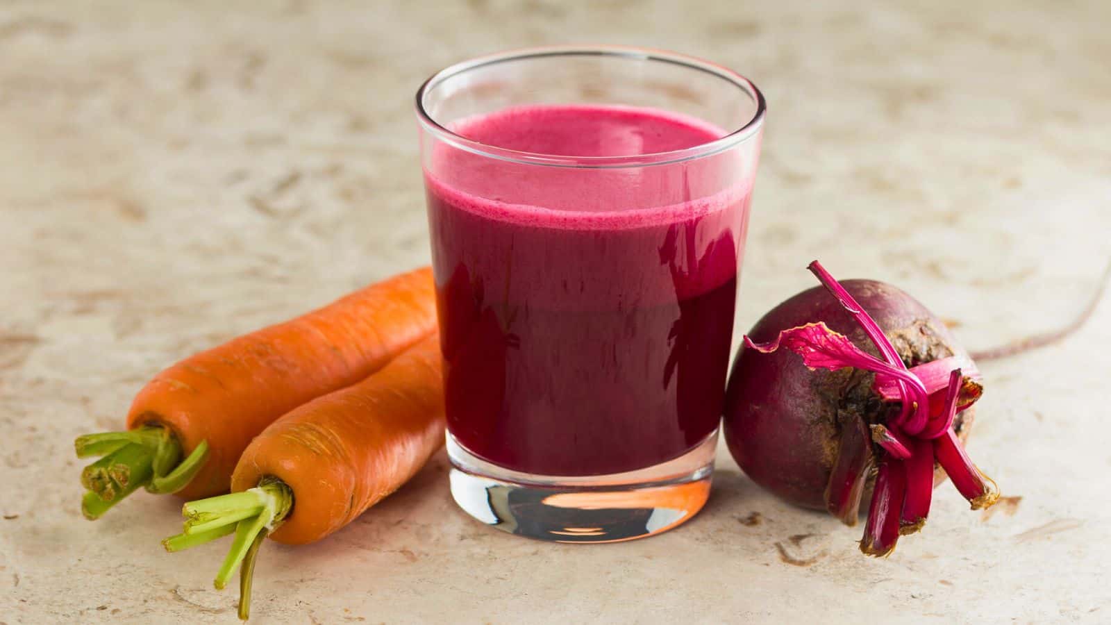 A glass of beet and carrot juice