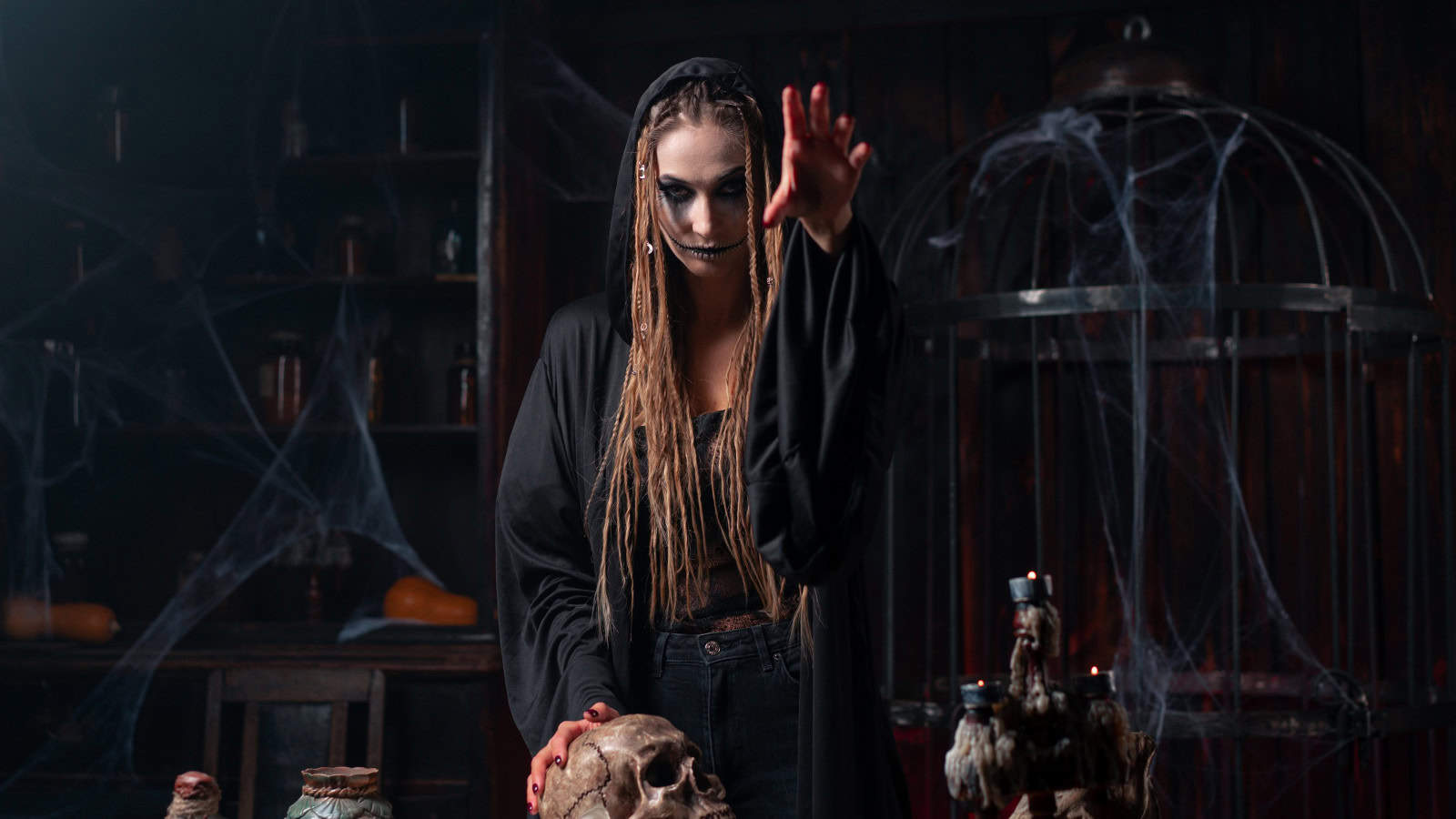 Woman reaches her hand