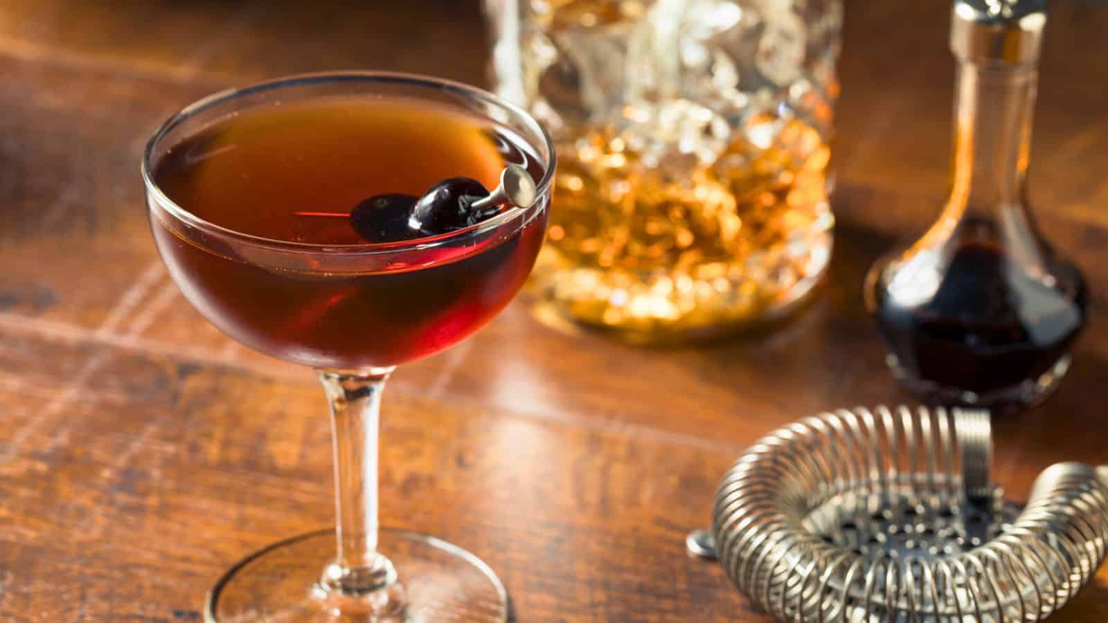 A glass of Manhattan
