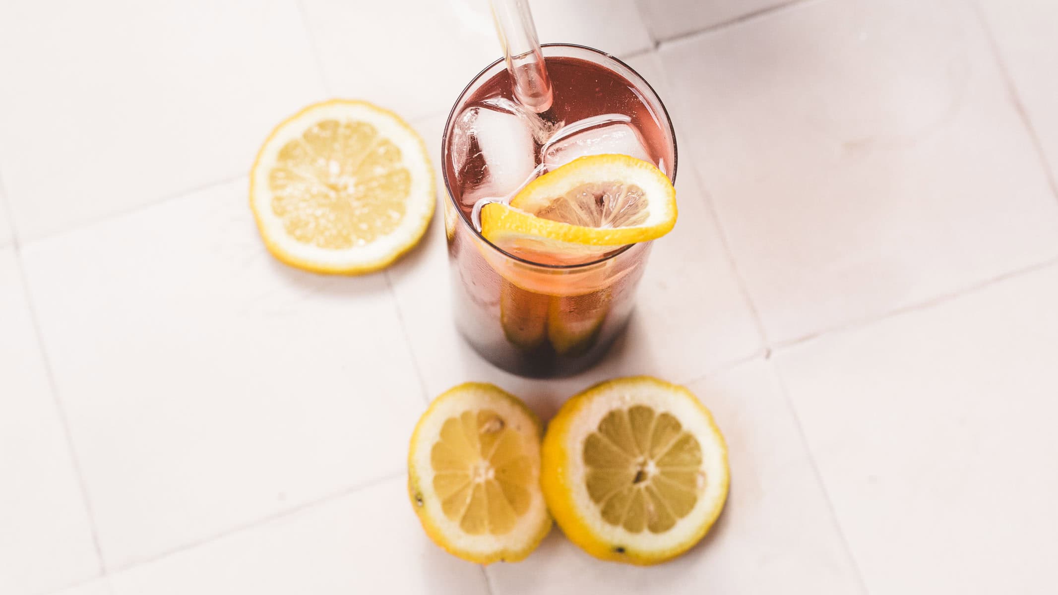 Red, white and blue lemonade closeup. 