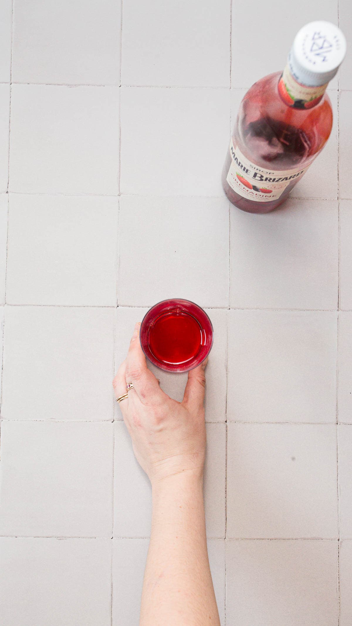 Red, white and blue lemonade closeup. 
