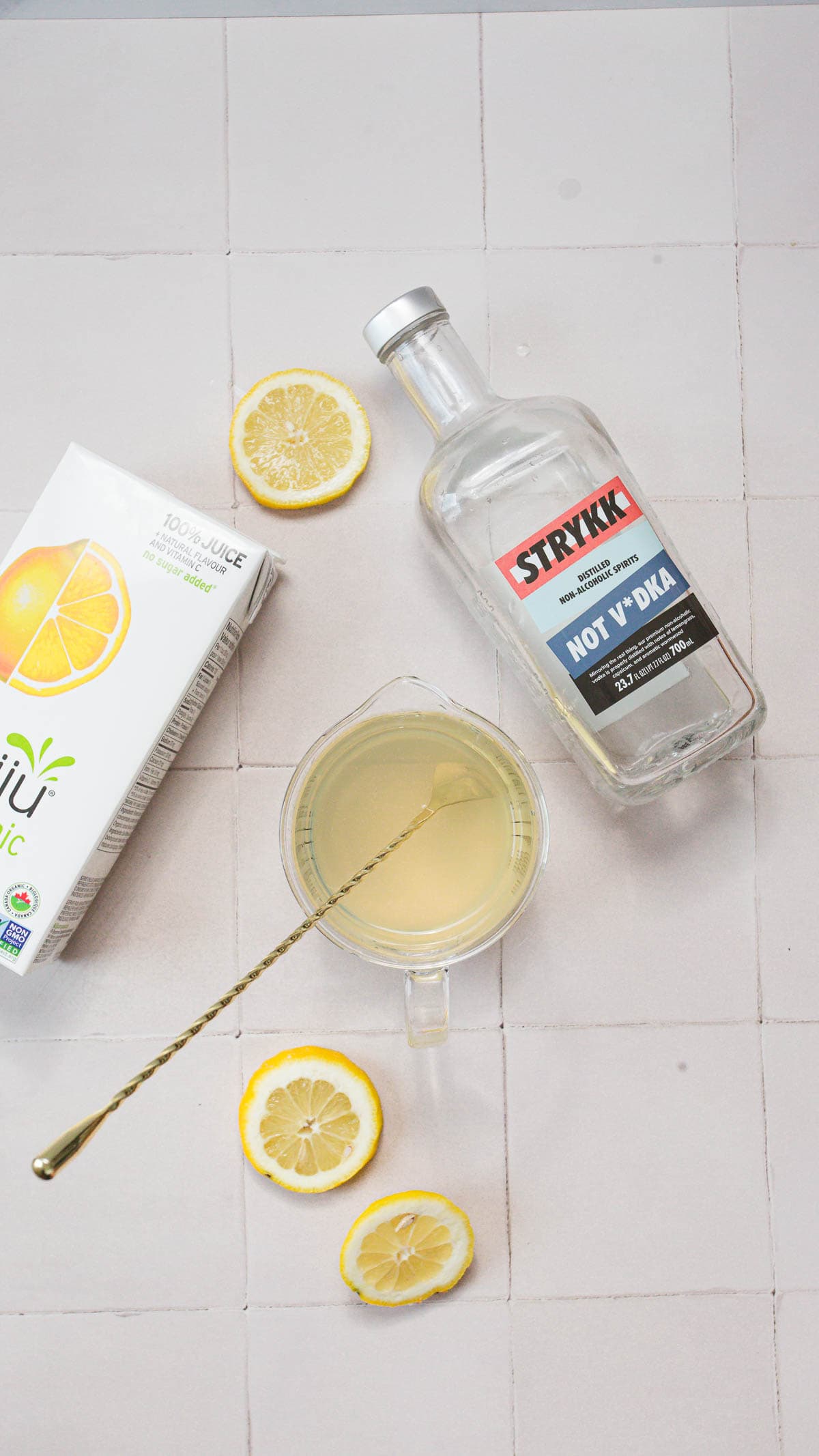 Red, white and blue lemonade closeup. 